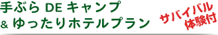 手ぶらDEキャンプ(サバイバル体験付)&ゆったりホテルプラン